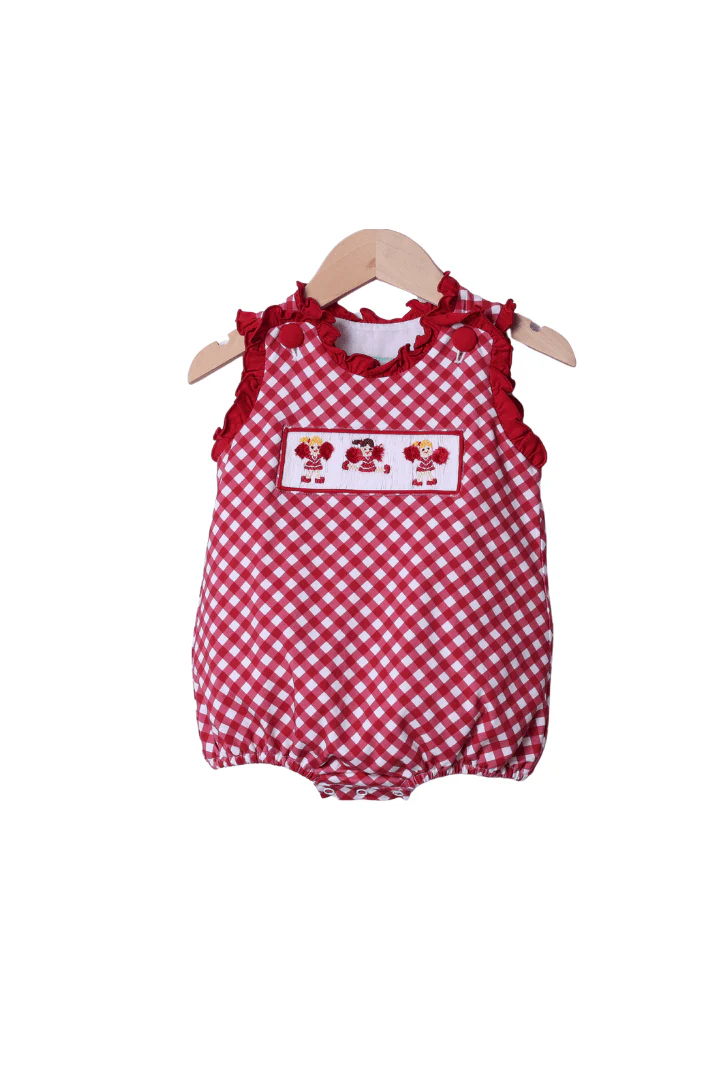 Smocked Cheer Maroon Gingham Bubble