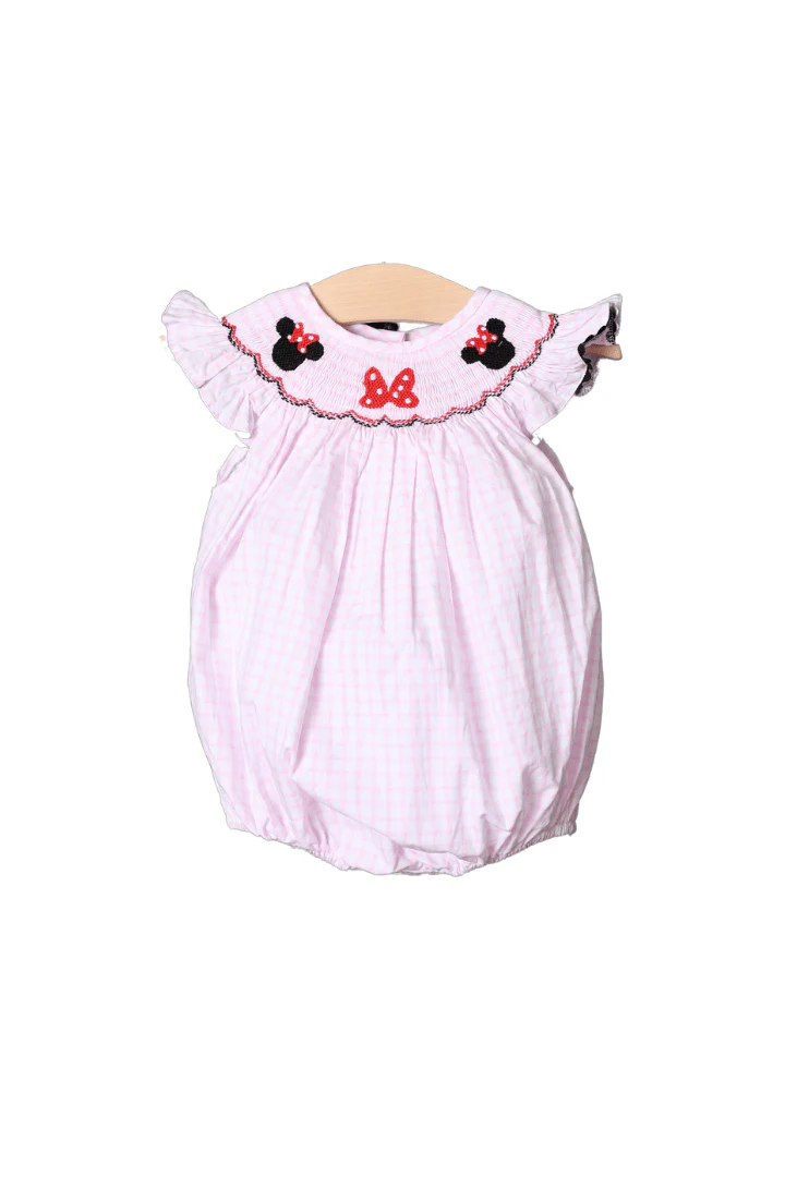 Smocked Mouse and Bow Windowpane Bubble