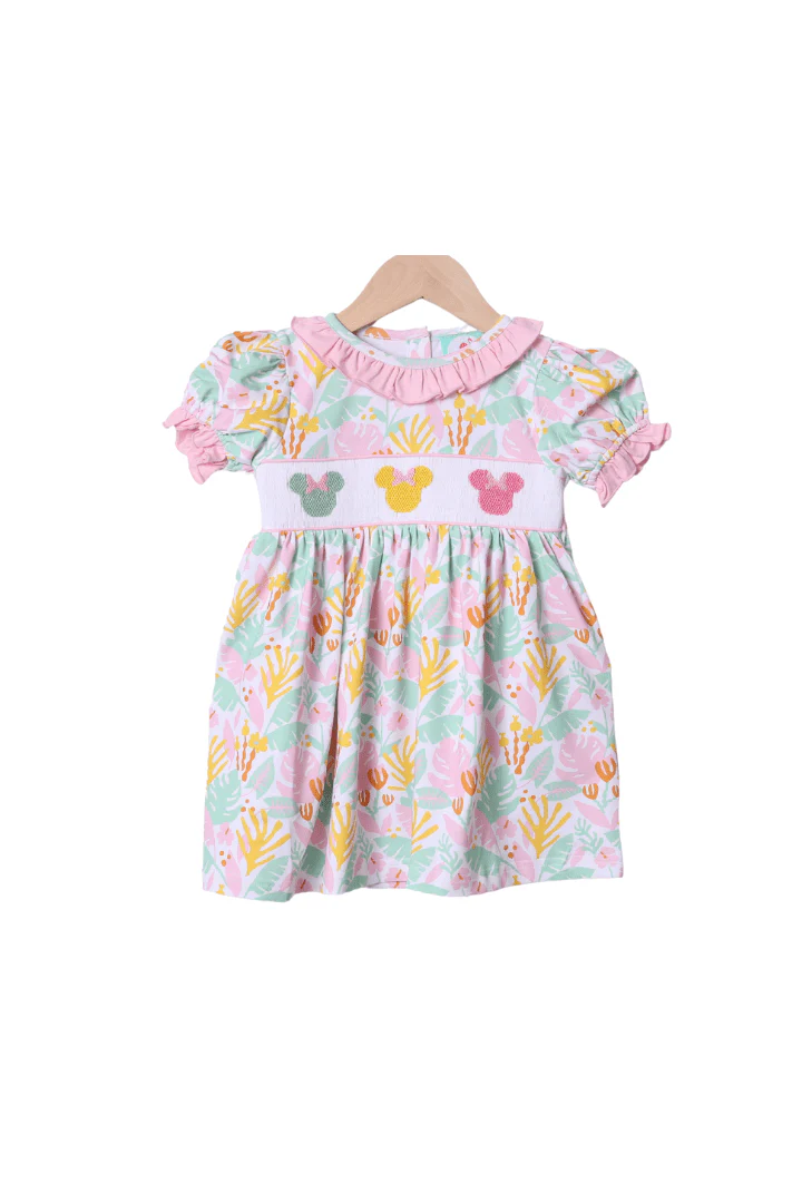 Smocked Mouse Floral Dress