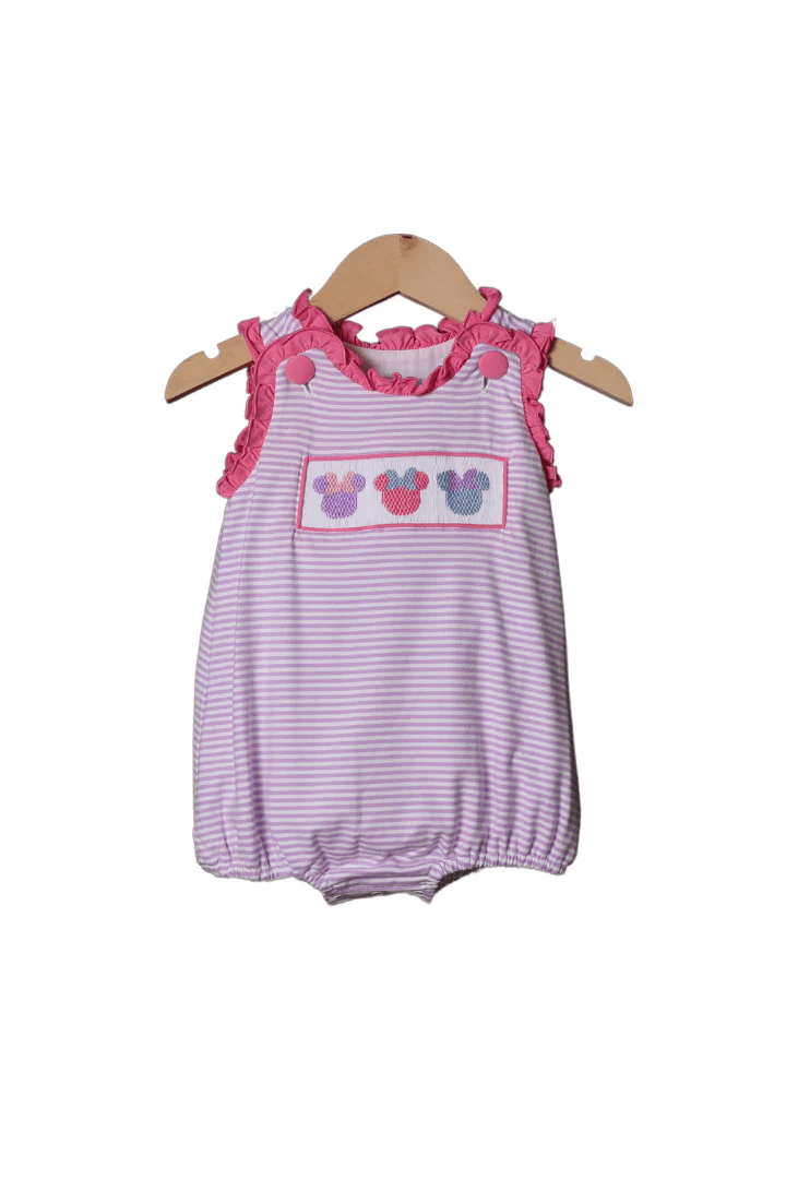 Smocked Mouse Lavender Stripe Bubble