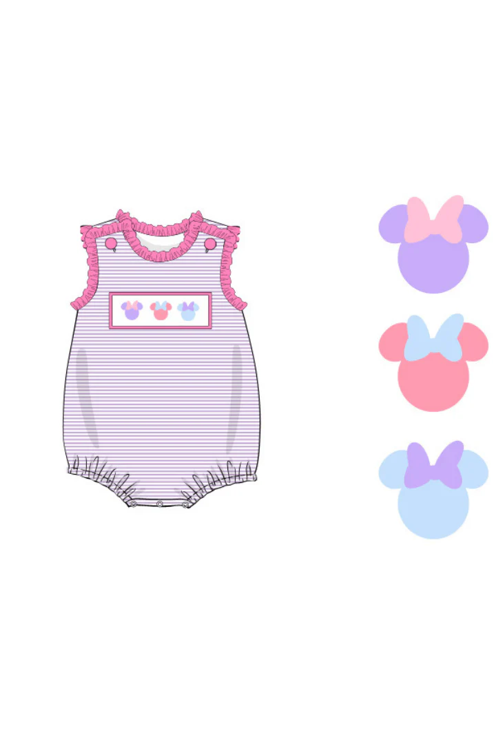 Smocked Mouse Lavender Stripe Bubble - Image 2
