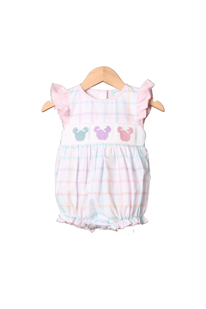 Smocked Mouse Pastel Plaid Bubble
