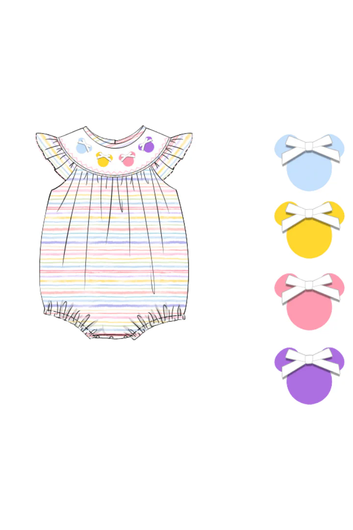 Smocked Mouse Pastel Stripe Bubble - Image 2