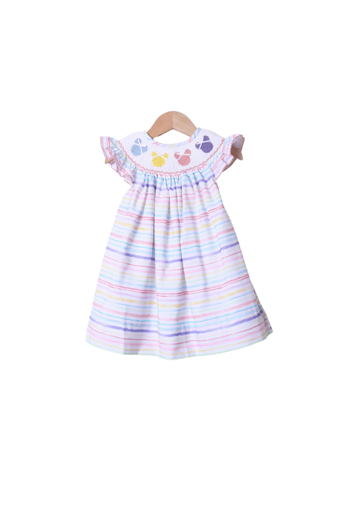 Smocked Mouse Pastel Stripe Dress