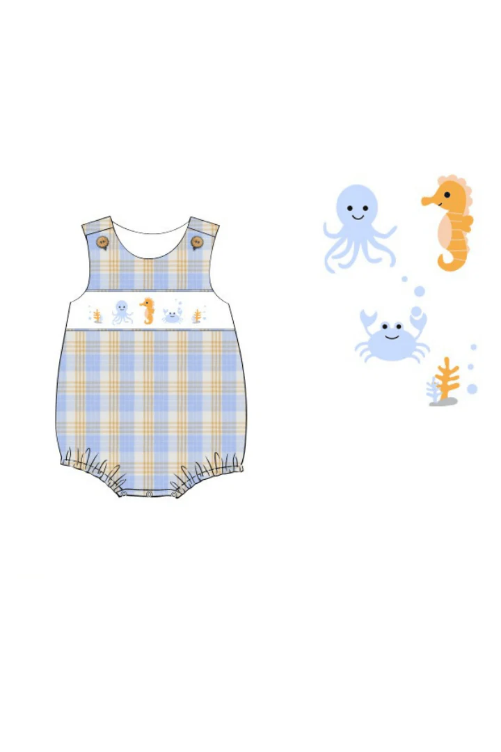 Smocked Ocean Creatures Plaid Bubble - Image 2