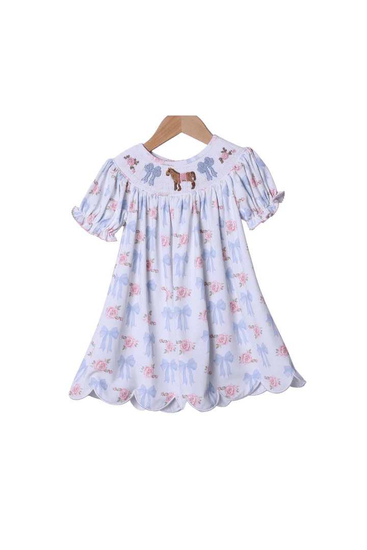 Smocked Run for the Roses Horse Dress