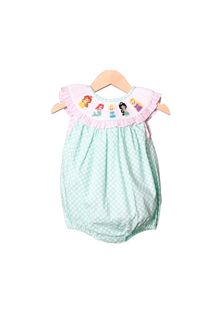 Smocked Princess Polka Dot Bishop Bubble