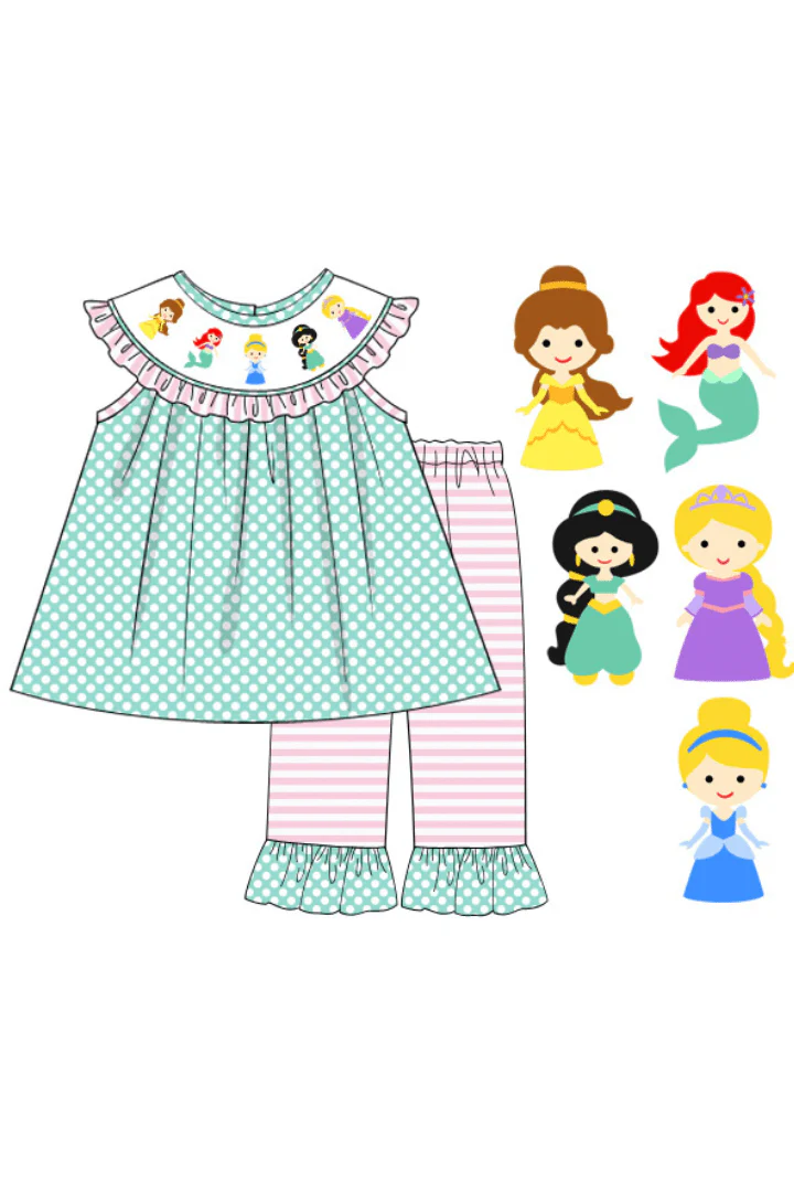 Smocked Princess Stripe Bishop Pants Set - Image 2