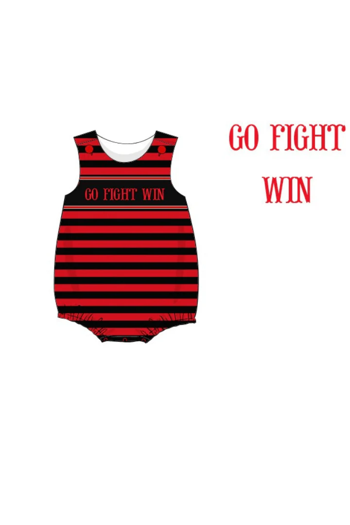 Smocked Go, Fight, Win Red/Black Stripe Bubble - Image 2