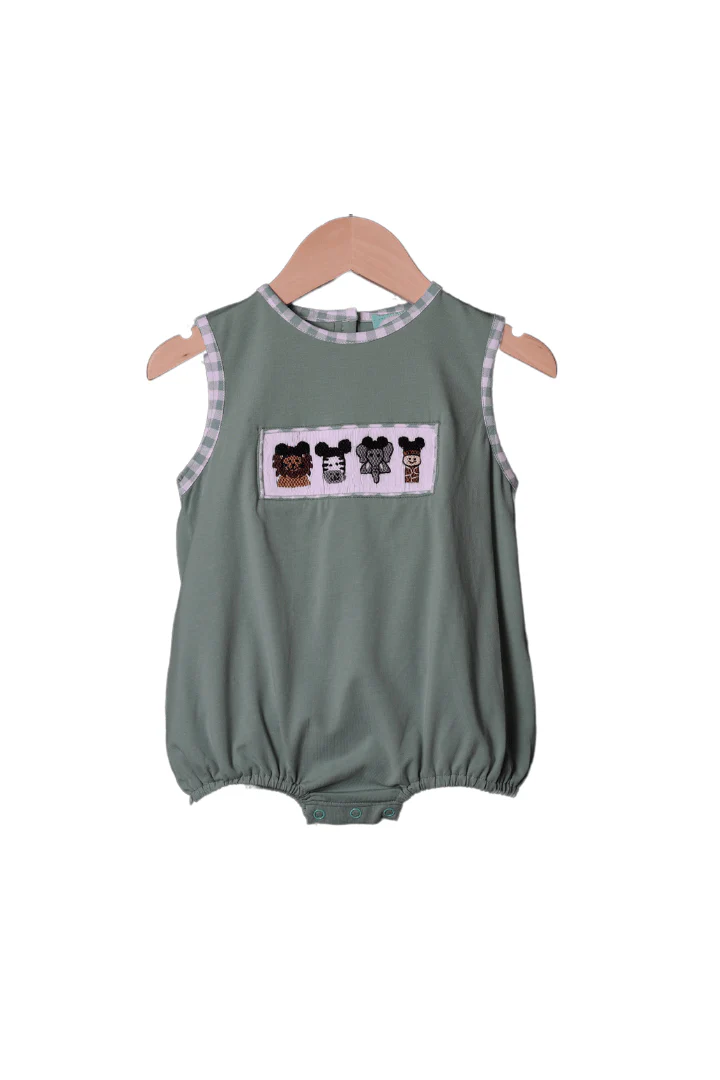 Smocked Sage Safari Animals Mouse Bubble
