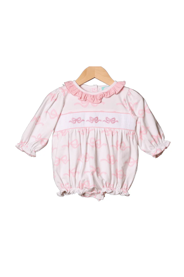 Smocked Sweet Bow Long Sleeve Bubble