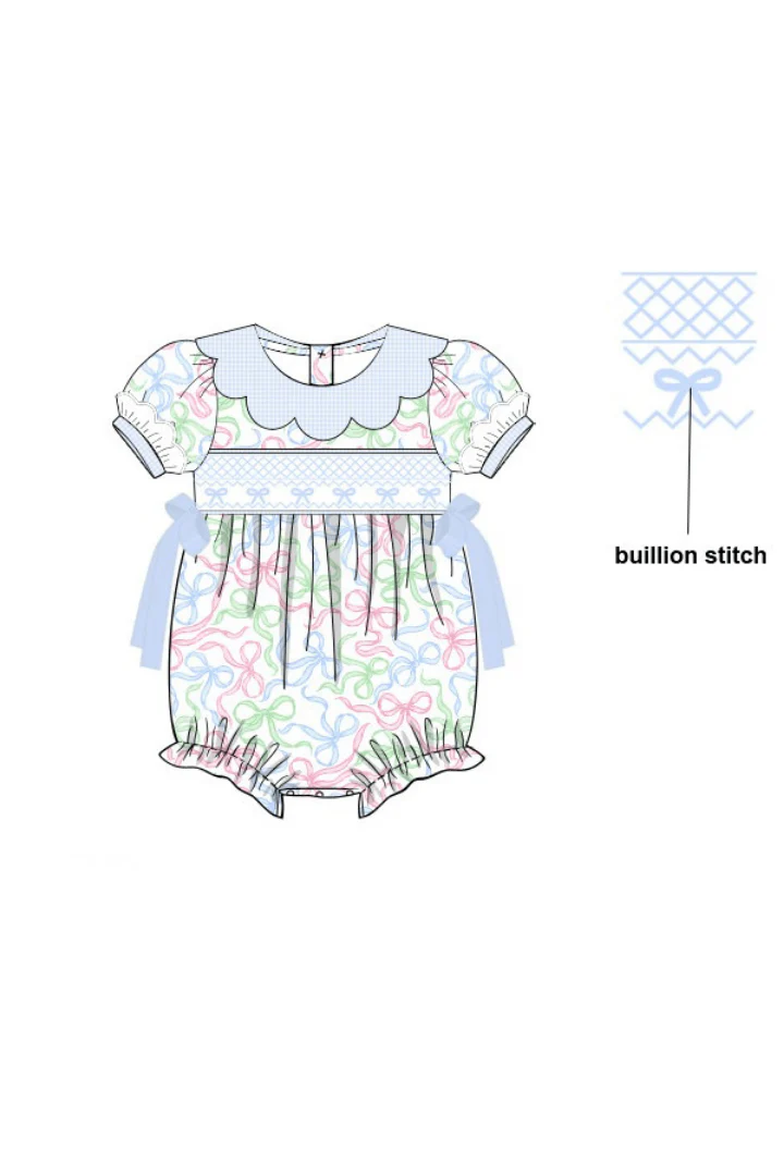 Smocked Sweet Bows Scalloped Bubble - Image 2