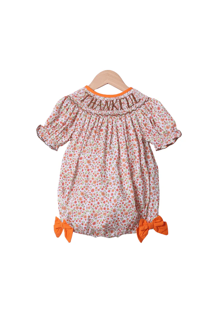 Pre-Order Smocked Thankful Autumn Floral Bubble - Image 2