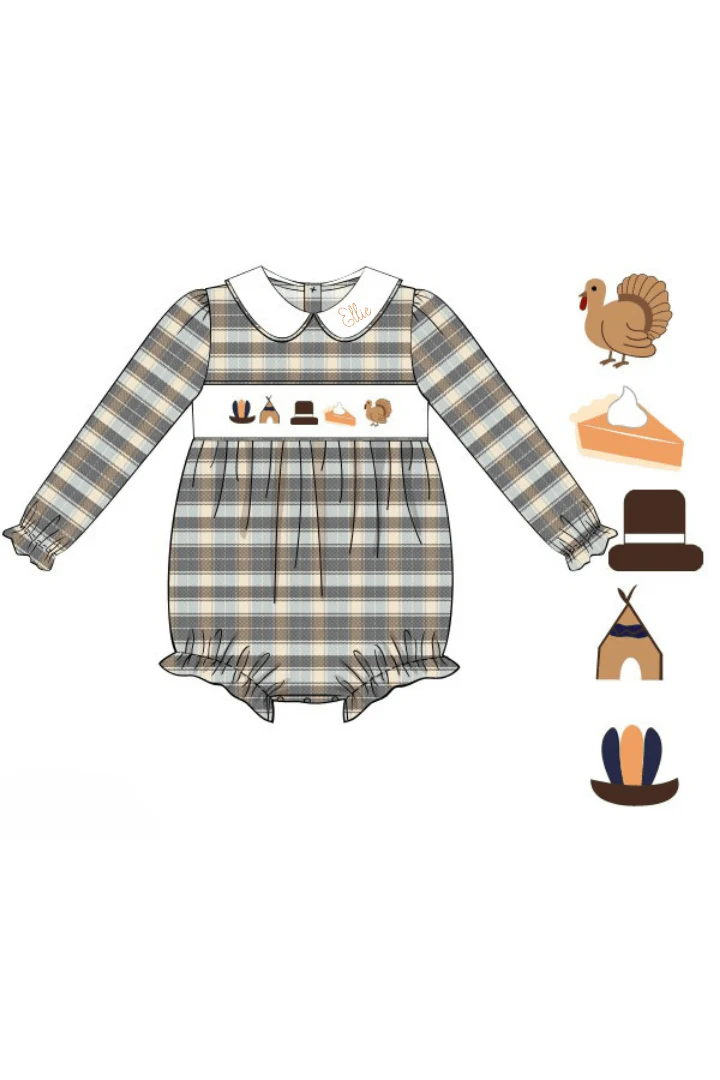 Smocked Thanksgiving Feast Plaid Bubble - Image 2