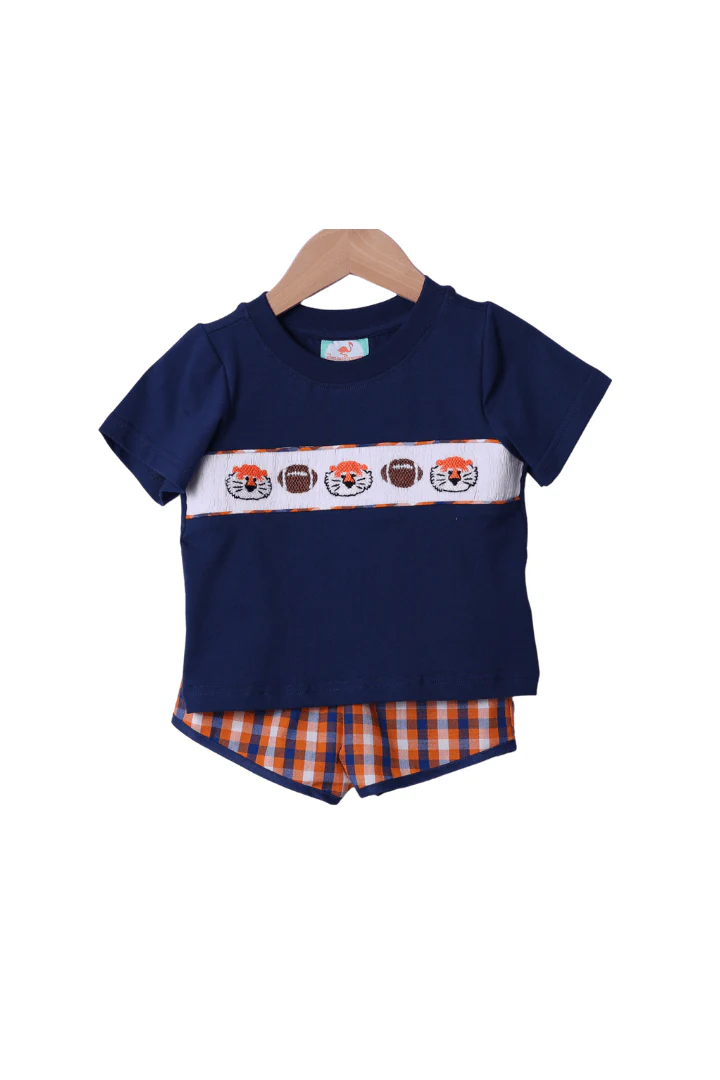 Tigers Navy/Orange Checkered Short Set