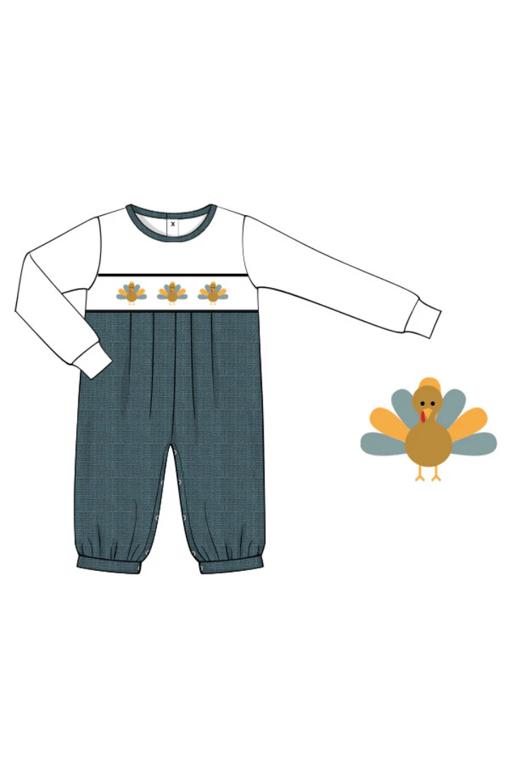 Pre-Order Smocked Turkey Linen Romper