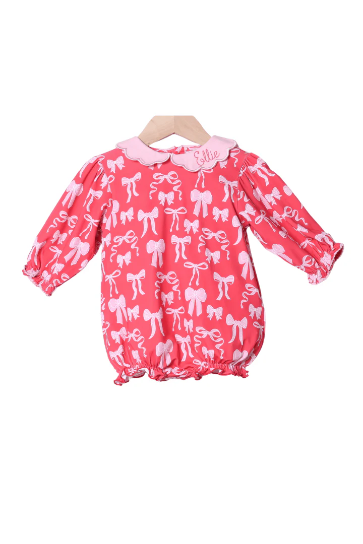 Sweet Bow Red and Pink Scalloped Bubble