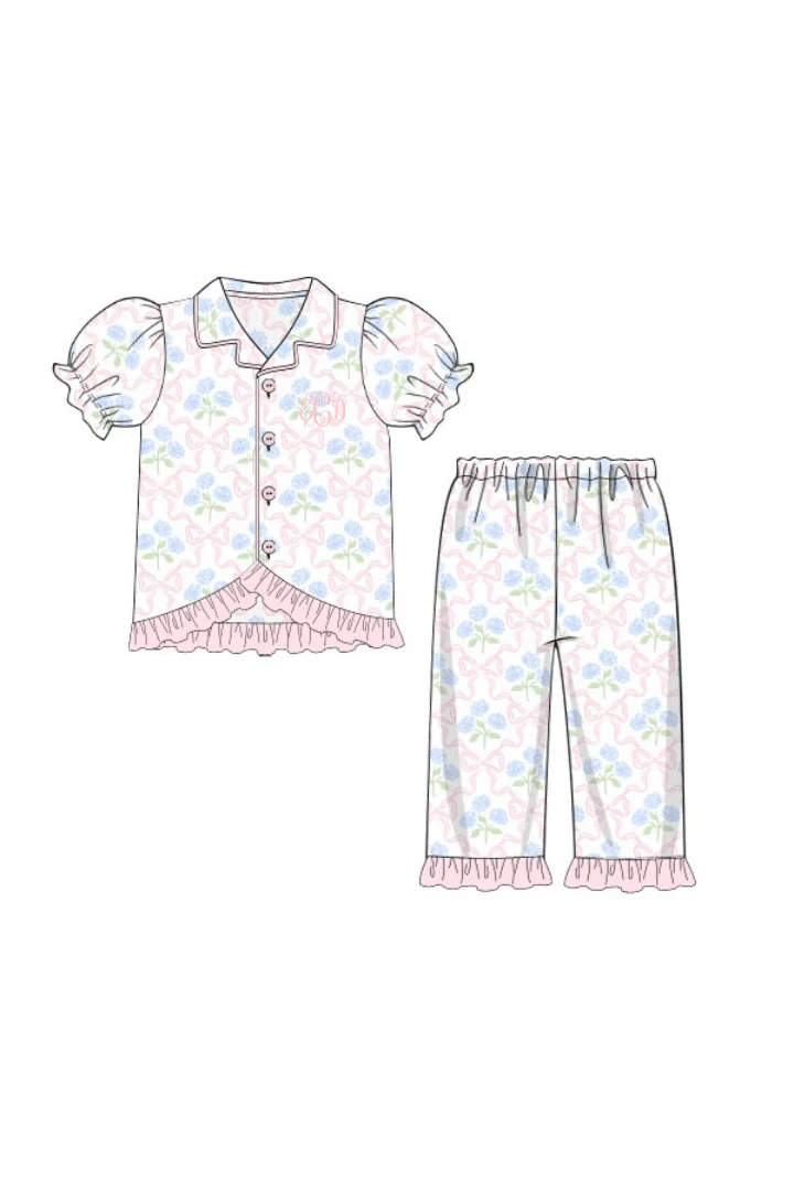 Sweet Hydrangea Bow Ruffle Lounge Set - Image 2