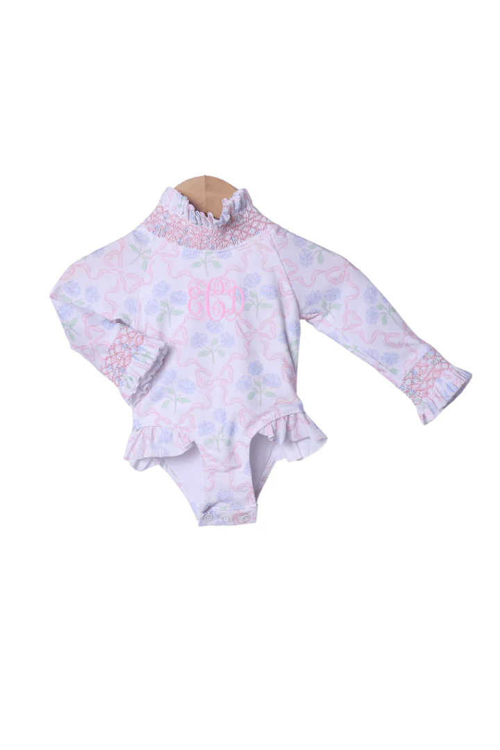 Sweet Hydrangea Bow Smocked Swimsuit