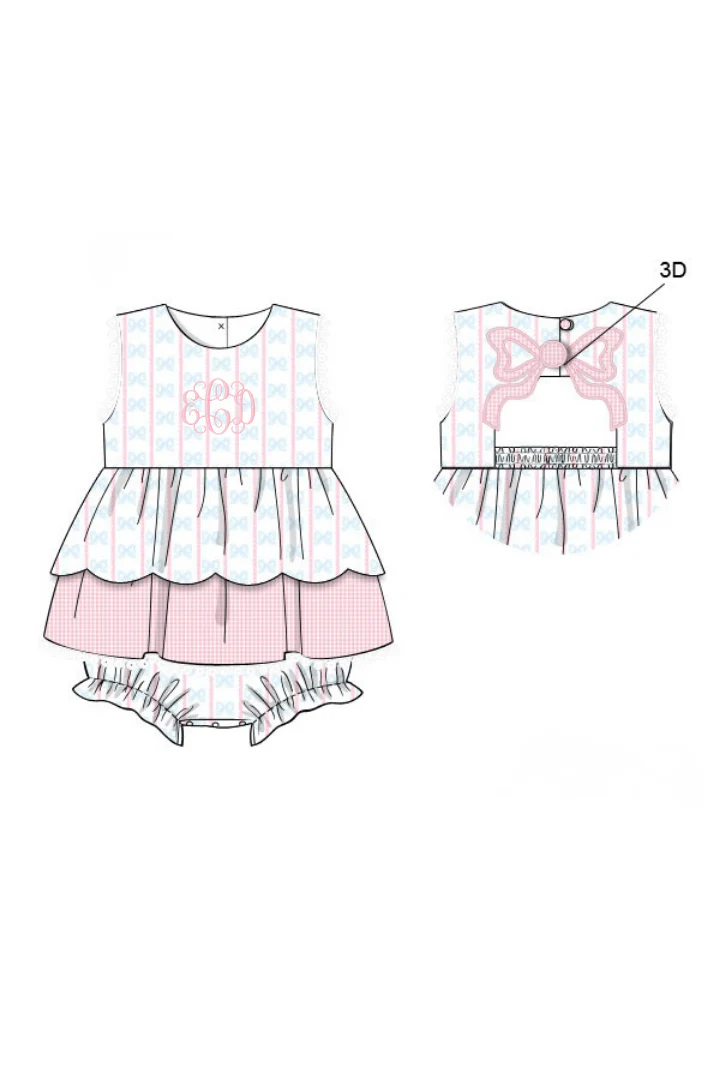 Sweet Scalloped Bow Applique Bubble - Image 3