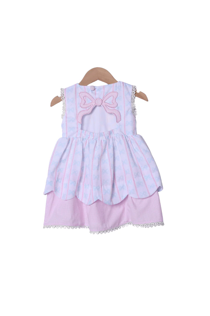 Sweet Scalloped Bow Applique Dress - Image 2