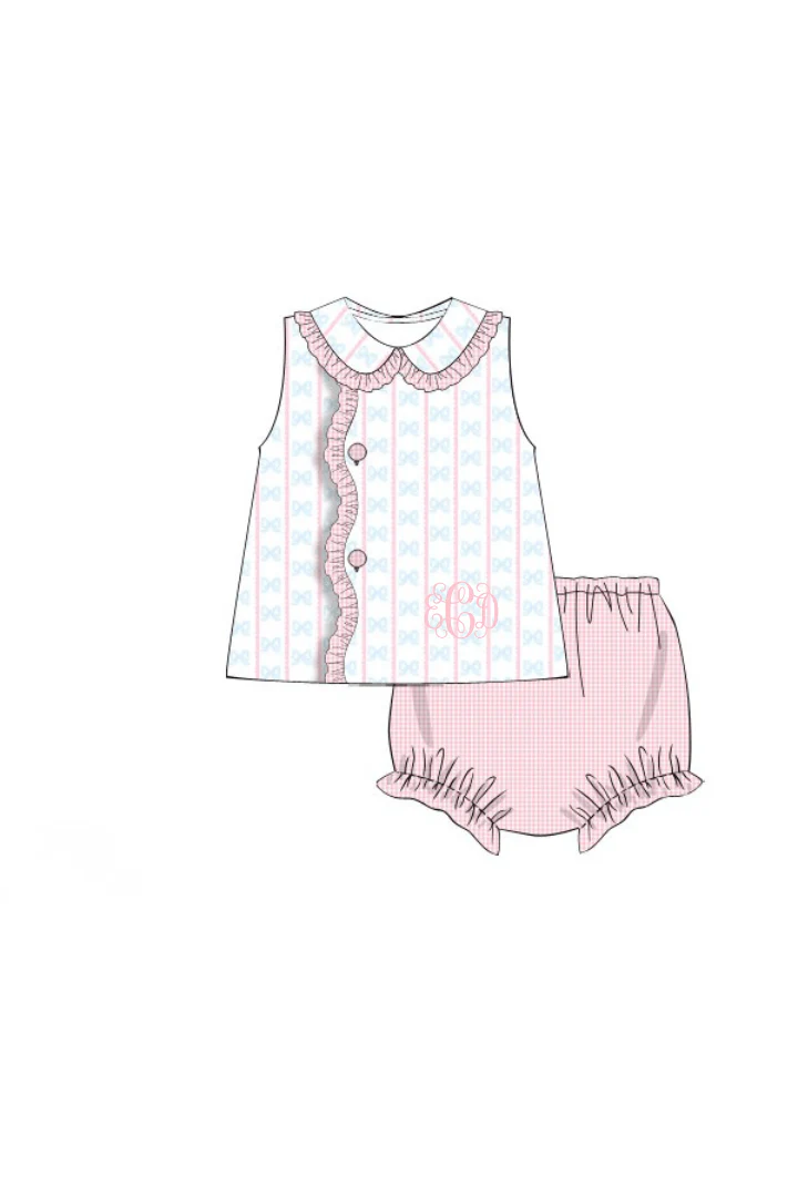 Sweet Scalloped Bow Honeycomb Bloomer Set - Image 3
