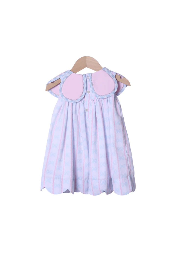 Sweet Scalloped Pearl Bow Tulip Dress - Image 2