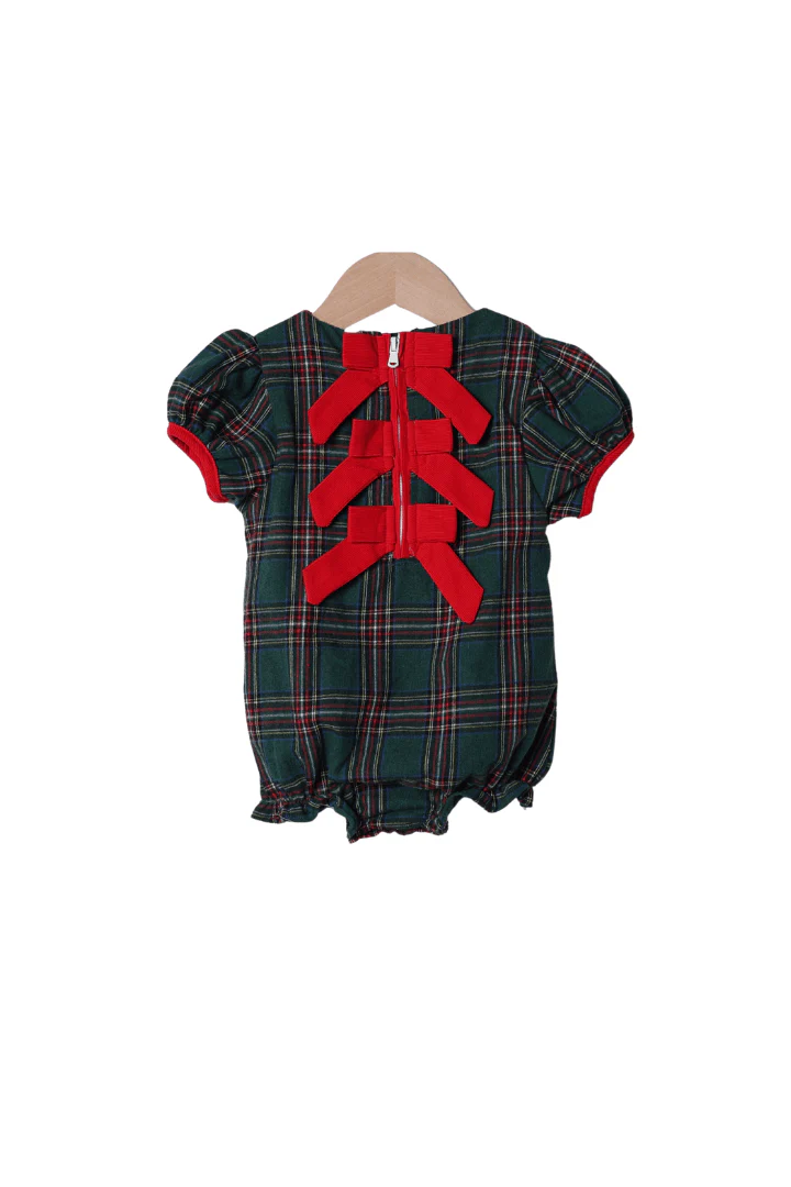 Tartan Plaid/Red Corduroy Bow Bubble - Image 2