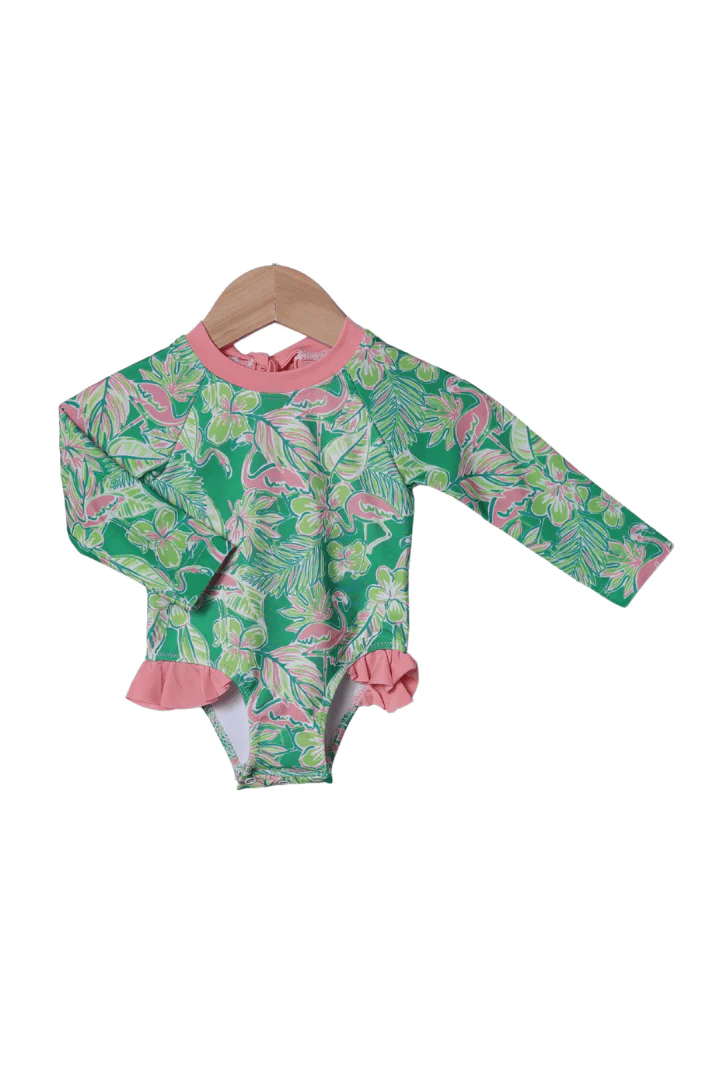 Tropical Flamingo Scalloped Swimsuit