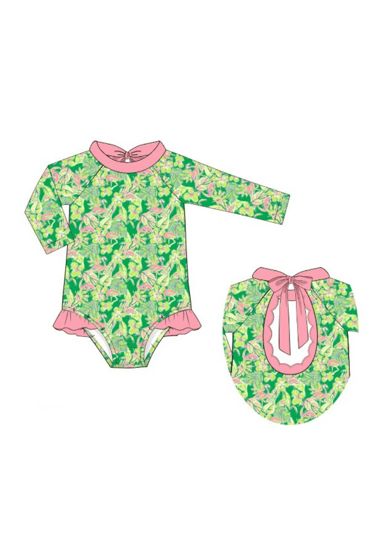Tropical Flamingo Scalloped Swimsuit - Image 3