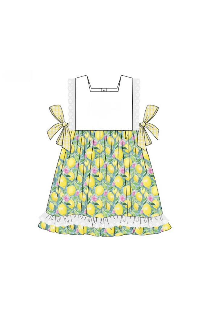 Yellow and Pink Lemon Ruffle Dress - Image 2