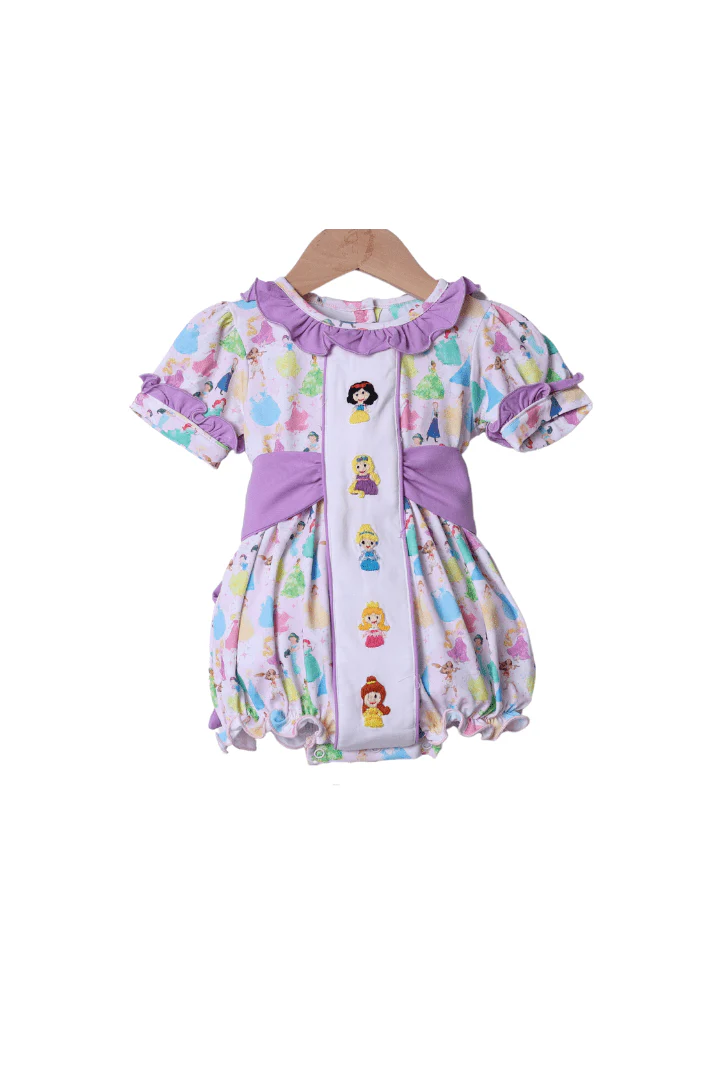 Hand Embroidered Princess Friends Lavender Bubble