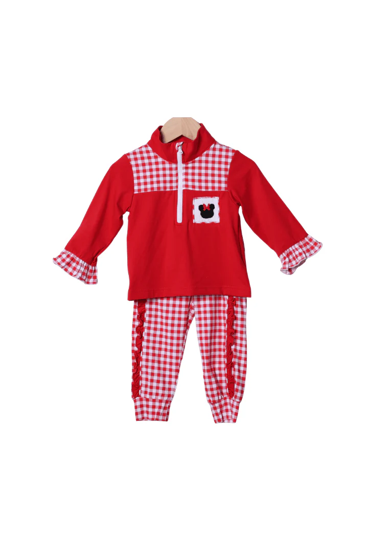 Red Gingham Bow Mouse Pant Set