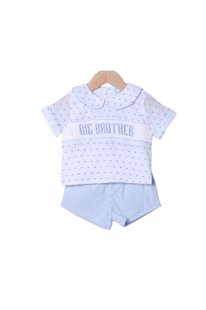 Smocked Big Brother Swiss Dot Short Set