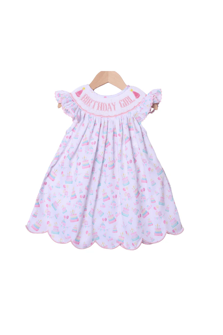 Smocked Birthday Girl Scalloped Dress