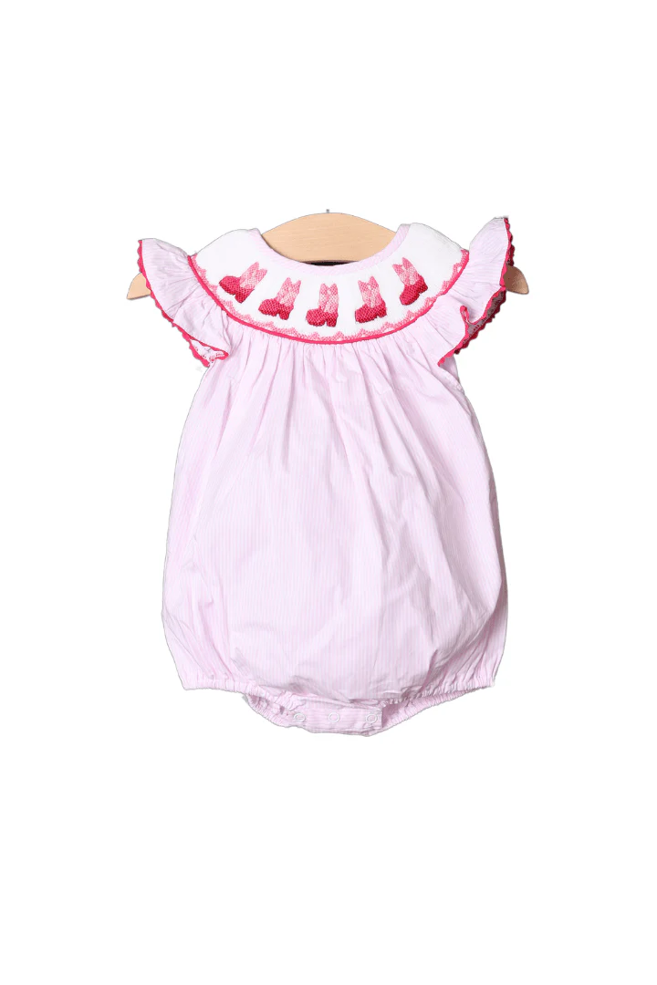Smocked Cowgirl Boots Pink Bubble