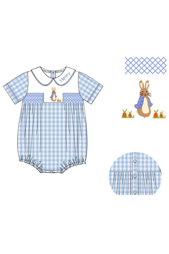 Smocked/French Knot Peter Rabbit Classic Seersucker Bubble - Image 2