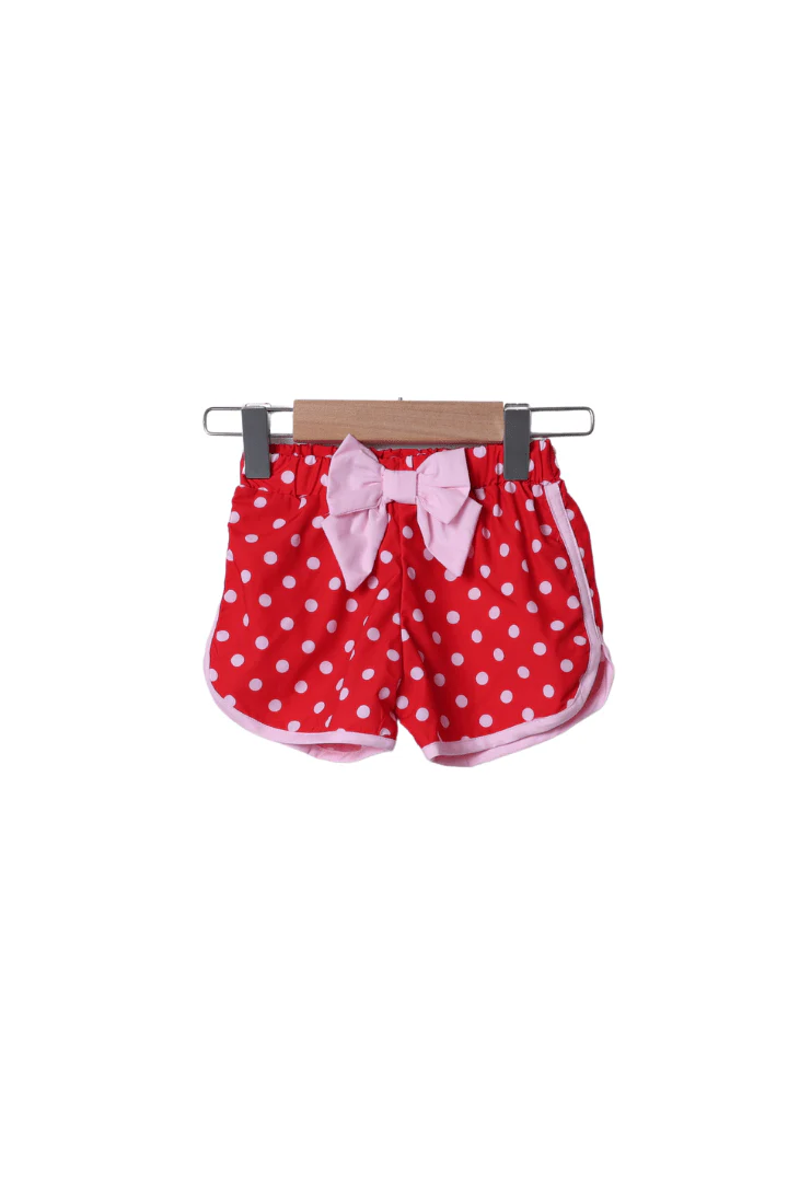 Smocked Mouse Pink/Red Dot Park Snacks Short Set - Image 2