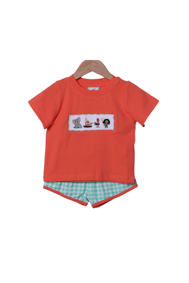 Smocked Ocean Friends Gingham Short Set
