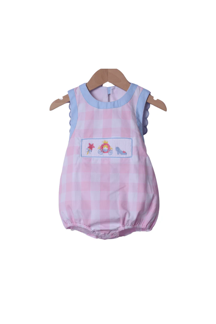 Smocked Princess Carriage Pink Gingham Bubble
