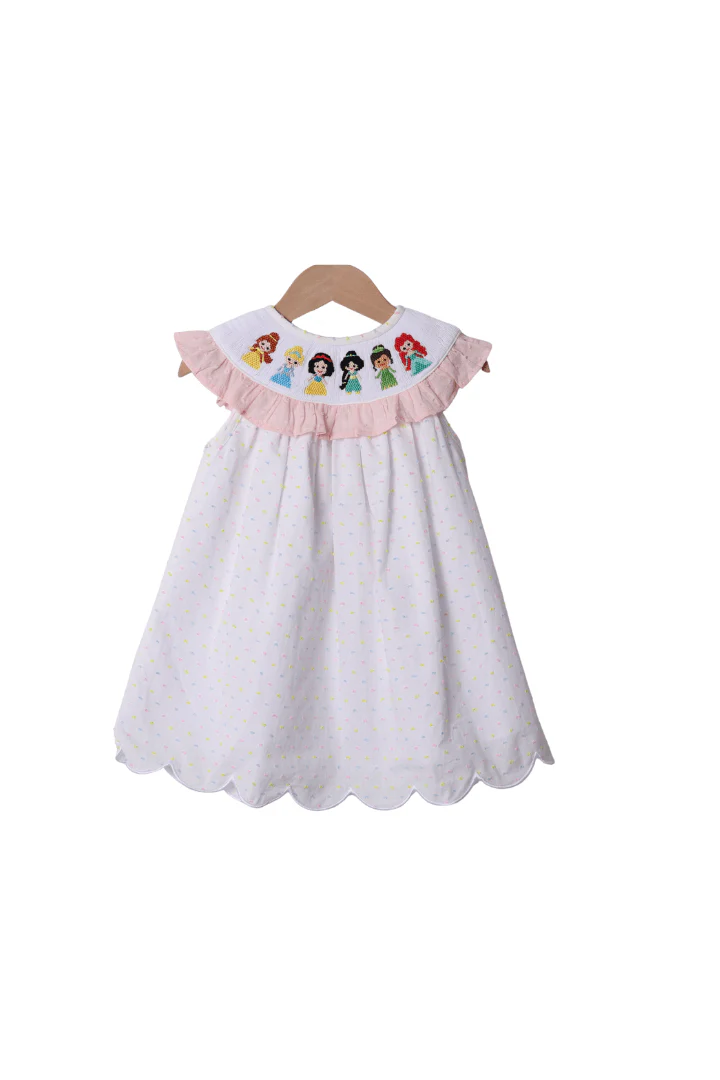 Smocked Princess Swiss Dot Ruffle Dress