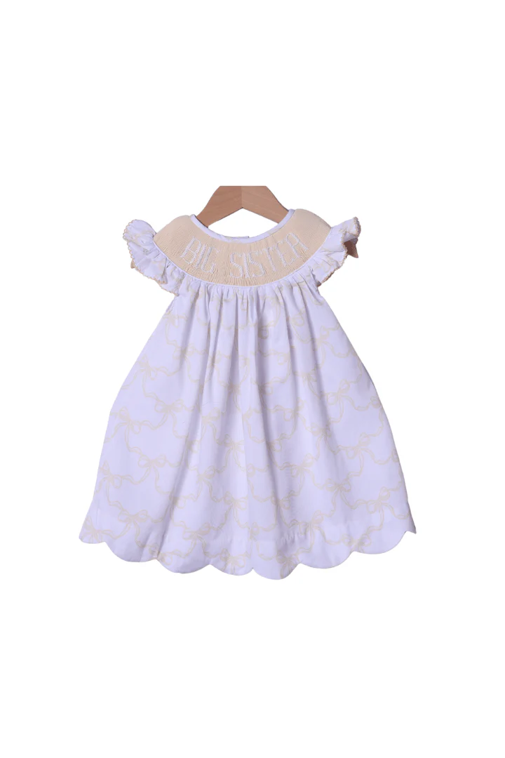 Smocked Yellow Bow Big Sister Dress